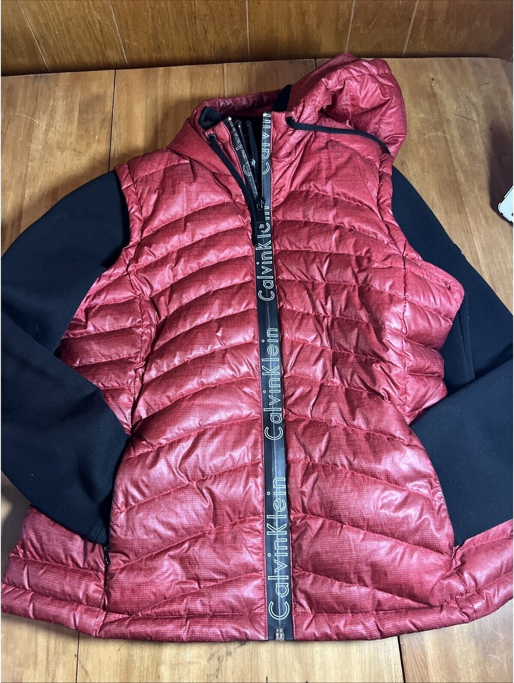 Calvin Klein Vest Performance Red Hooded Jacket Size Large